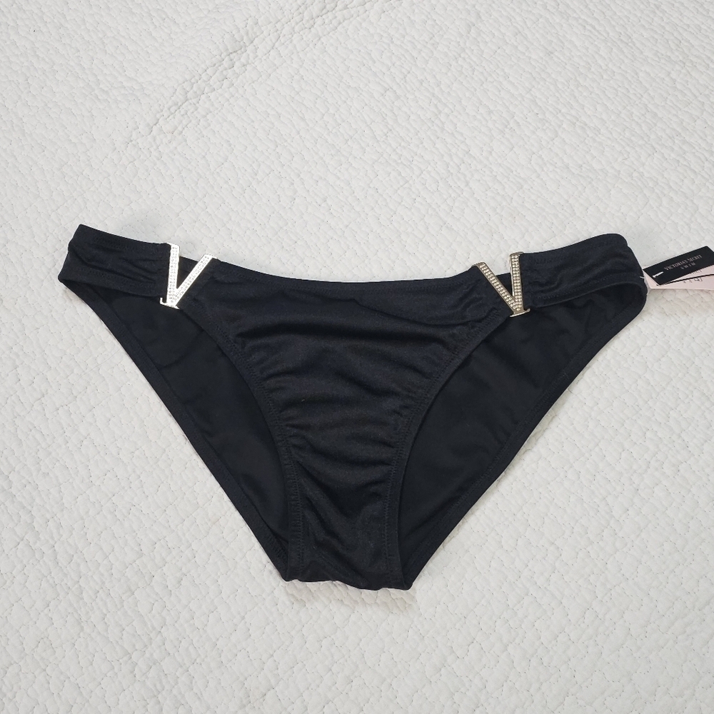 NWT Black Nero V Hardware Swim Bikini Bottom - Picture 3 of 9